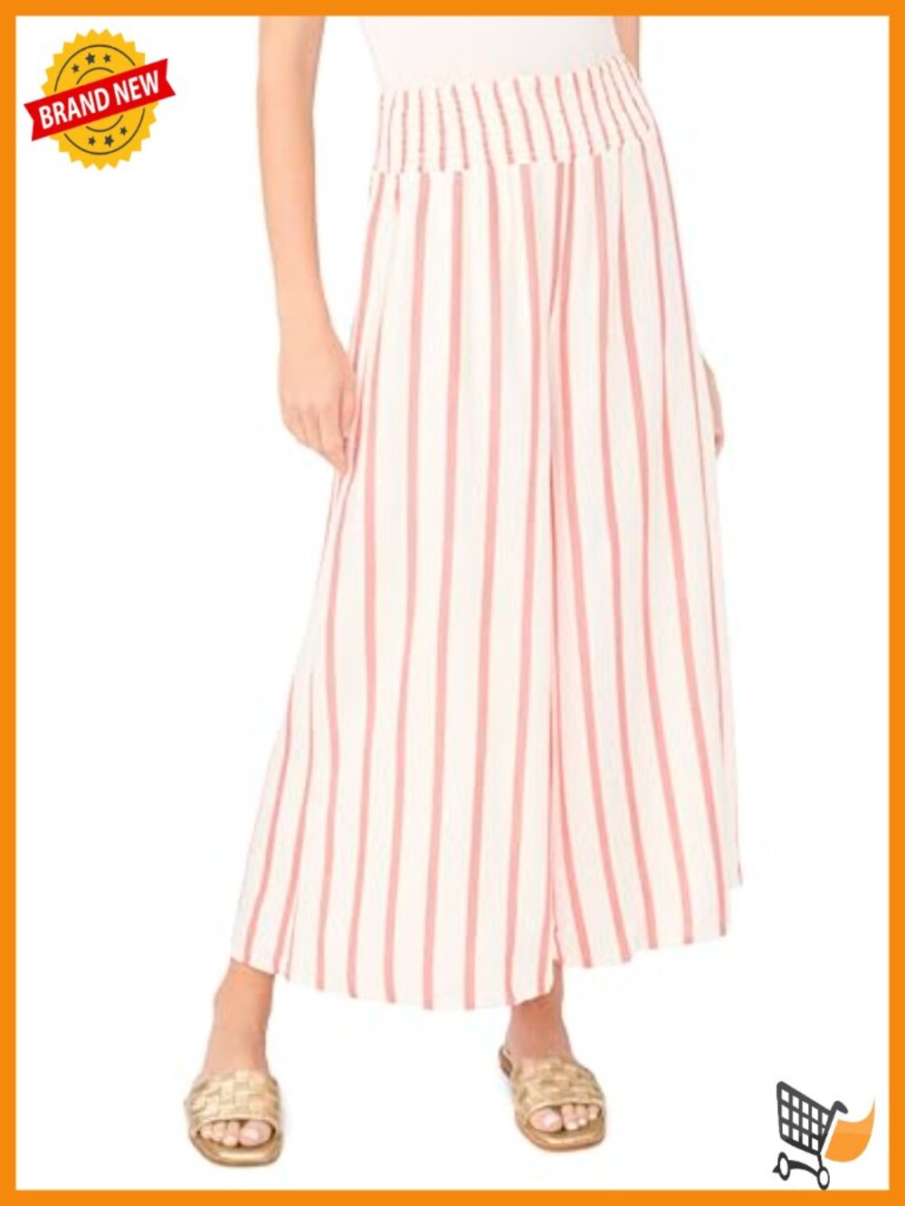 Women's Cropped Wide Leg Palazzo Pants Mid Rise Striped Dress Pants